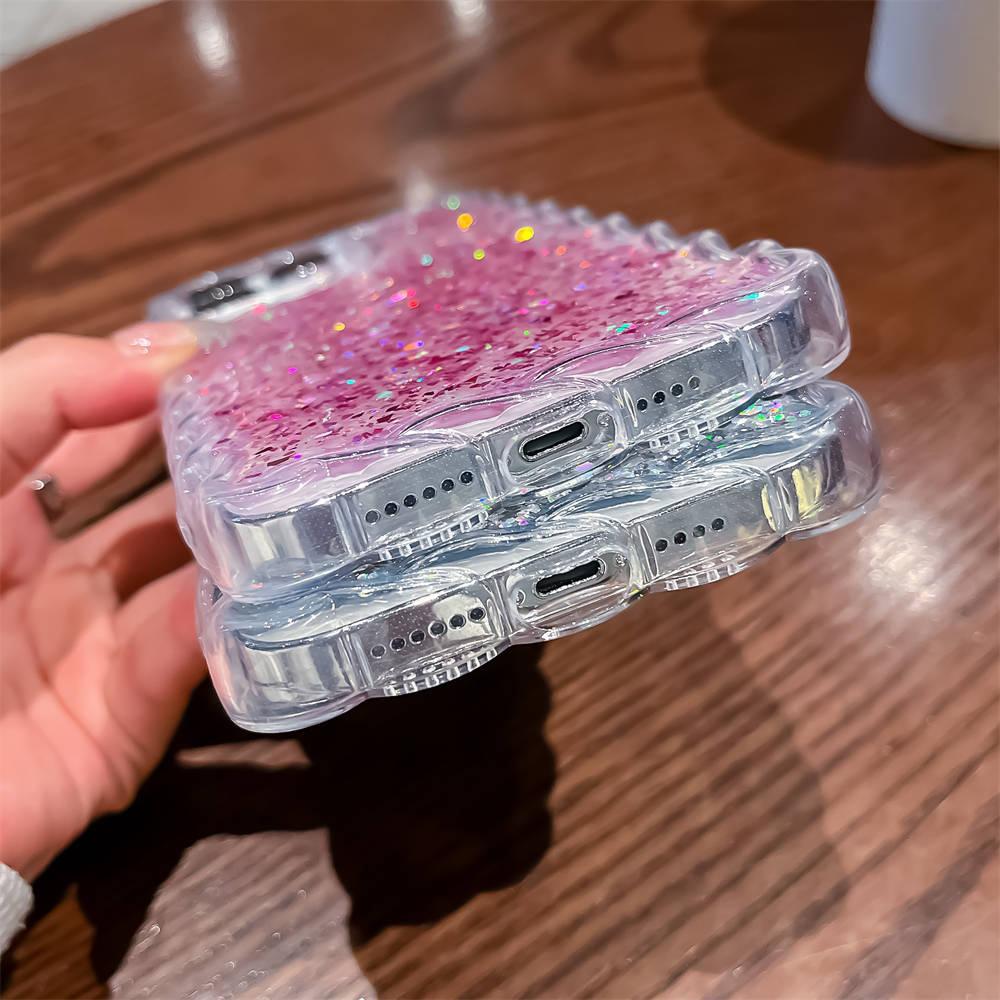 Luksus Shining Glitter Paljetter Telefonveske For Iphone 14 13 12 11 Pro Max 14 Plus 14pro Max Støtsikker Wavy Bumper Silikondeksel