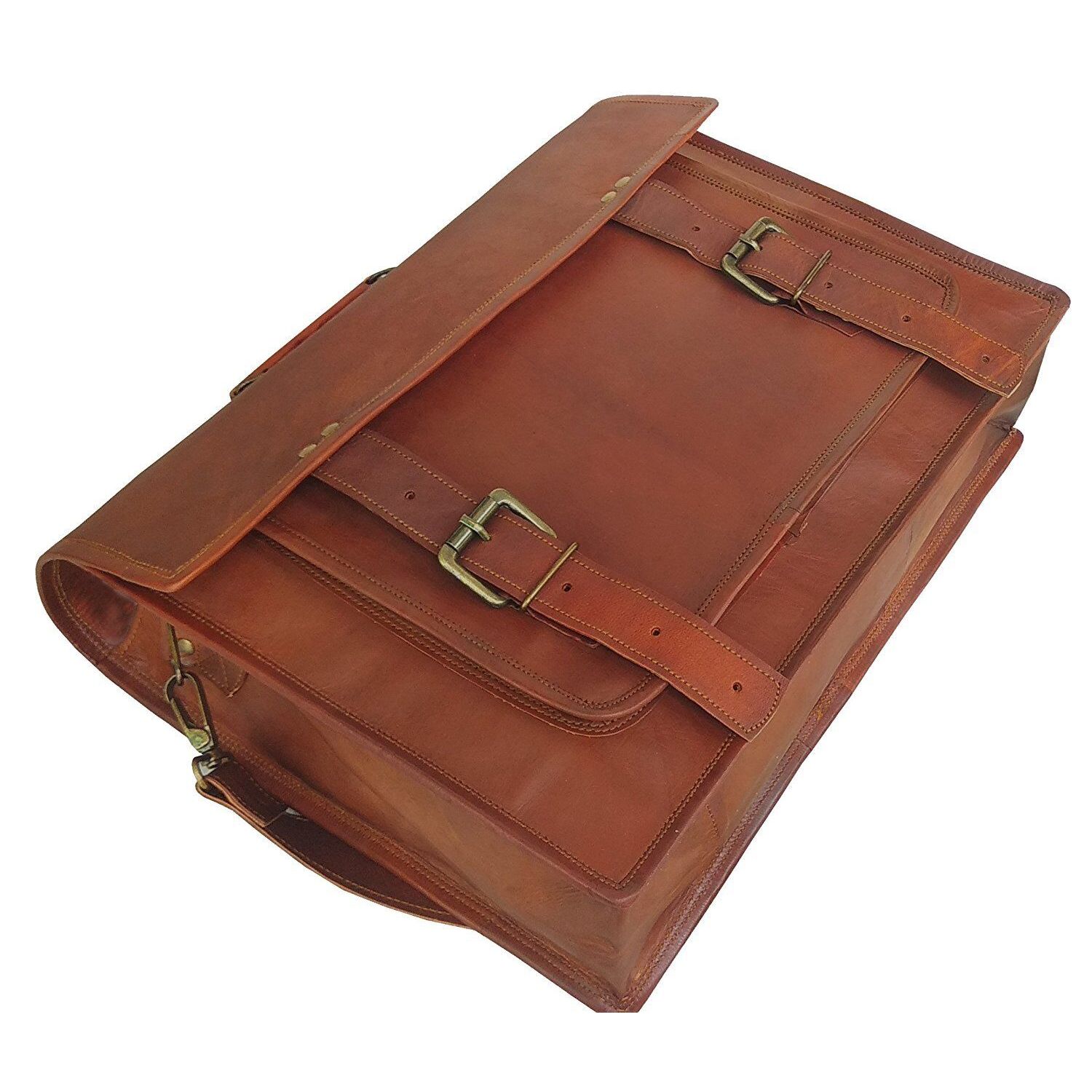 Ручной работы натуральная винтажная мужская кожаная сумка-мессенджер через плечо портфель — фото 3