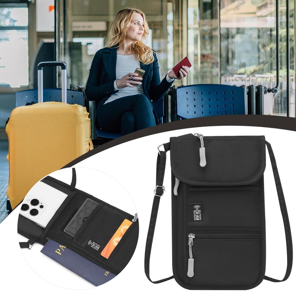 Travel Passport Holder Travel Passport Bag Anti-Theft Document Holder Card Carrier For Daily Hiking Running Vacation Business