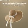 Straw Hat Women's Summer Beach Hat Sun Protection UV Protection Sun Hat Large Brim Straw Visor