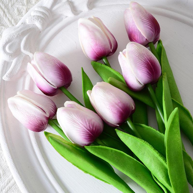 Mini PU Tulpen Künstliche Seidenblumen für Hochzeit und Heimdekoration