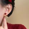 Natal love beans, Hong Kong style red pony earrings women's autumn and winter retro unique and beautiful stud earrings New Year's natal earrings