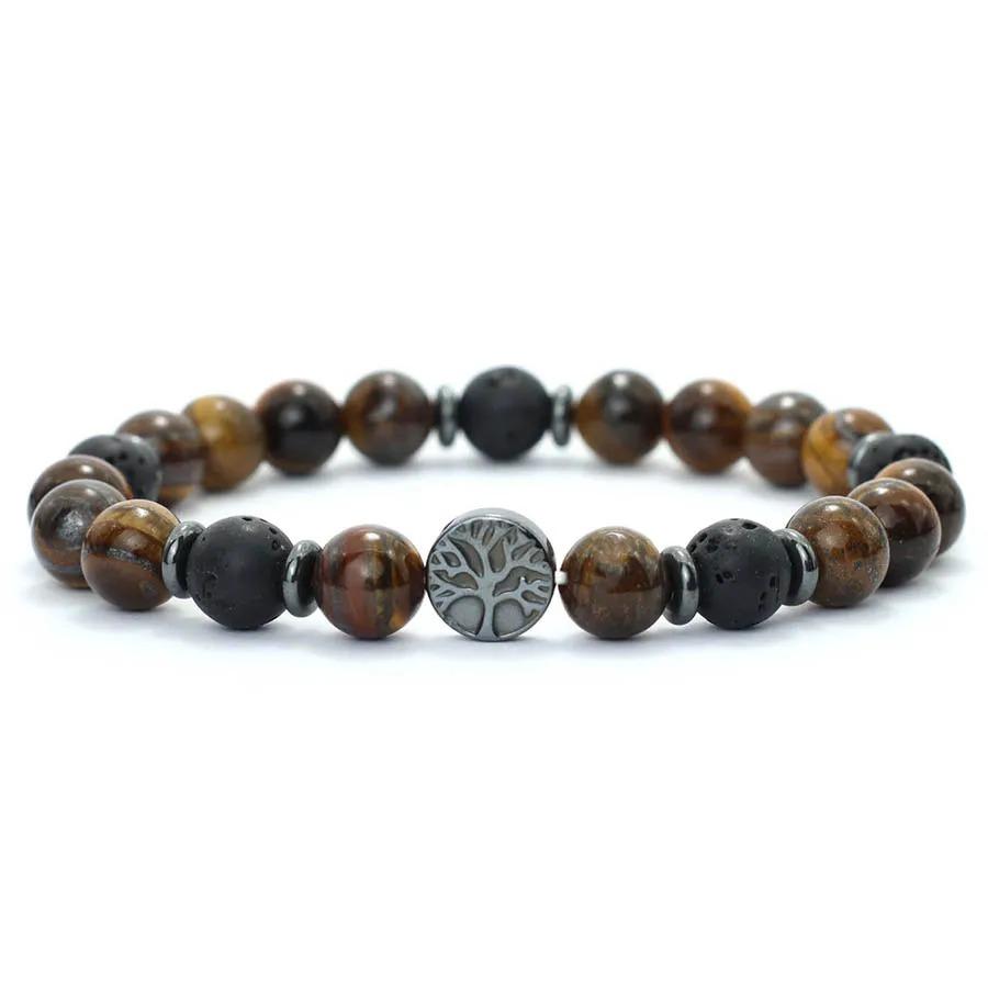 2026 Nytt Herrarmband Handgjort Livets Träd Armband Naturliga Tig ögon Lavasten Pärlarmband