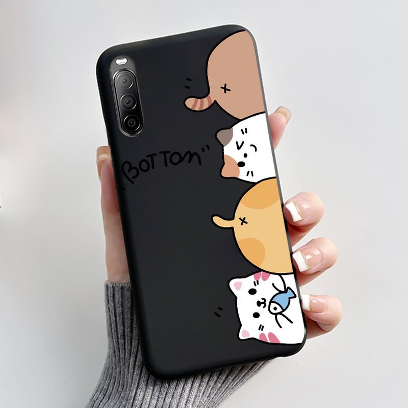 Fodral För Sony Xperia 10 II / 10 III Mobilskal Estetiskt Mode Söt Katt Astronaut Svart Silikon Mjuk Stötdämpande Baksidesskydd