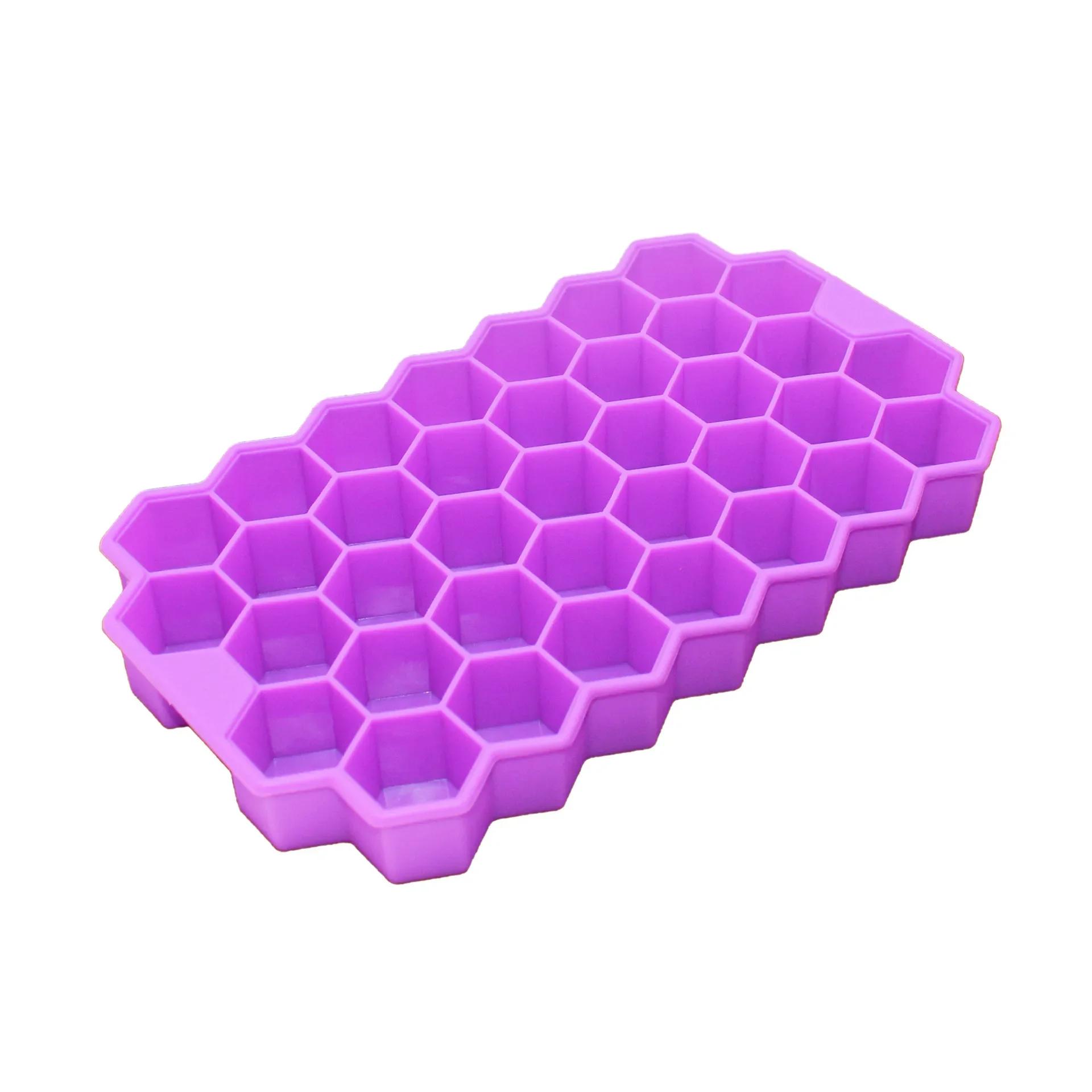 

Ice Cube Tray with Lid Food-Grade Silicone Easy Release Stackable For Home & Commercial Use DIY Ice Cream Yogurt Mold фіолетовий