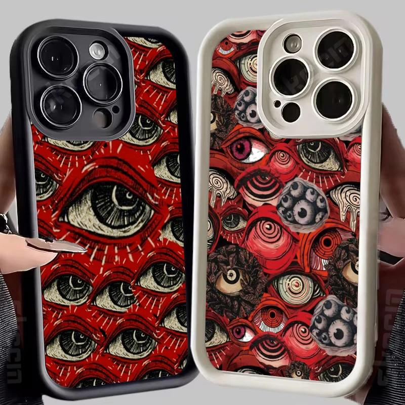 Trendy Spooky Scary Red Eye Soft TPU Phone Case For IPhone 17 Air 16 15 Pro Max 14 13 12 11 Plus Shockproof Bumper Durable Cover