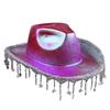 Dekorativer Glitzer-Cowboyhut LED Perlmutt Leuchtender Fransen-Cowboyhut Rosa Neonschild Westernhut Party