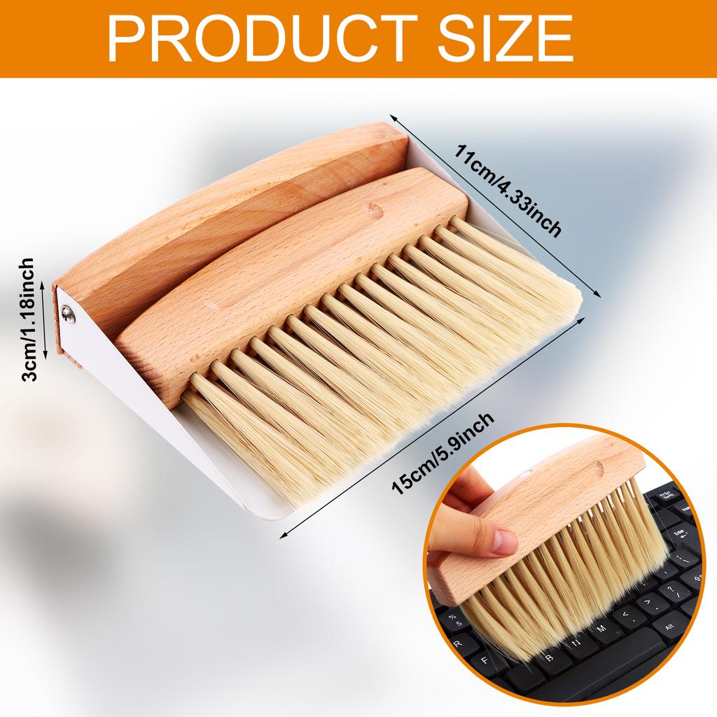 Malá lopatka a smetáček Mini přenosná lopatka a smetáček Dřevěný stolní kartáč Kovová lopatka na smetí pro zametání stolu Stolní deska, Počet