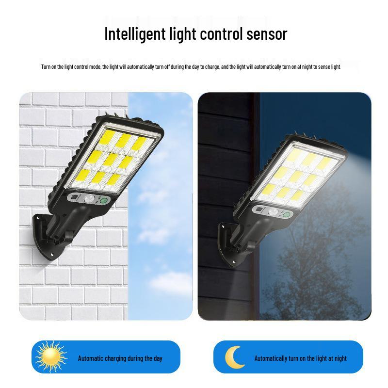 Solar LED Wall Light with Remote, COB Sensors, Waterproof for Outdoor Use