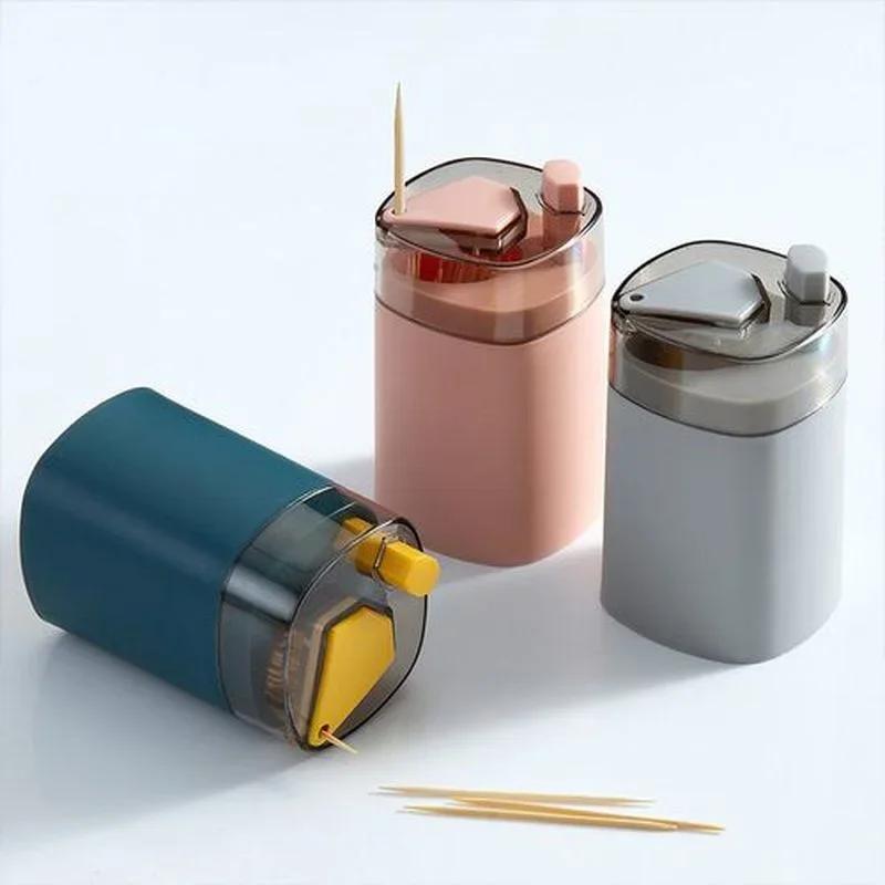 New Toothpick Storage Box Living Room Dining Room Automatic Pop-up Toothpick Box Household Push Toothpick Holder Dispenser