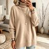 Women's Color Mock Neck Pullover Sweater Casual Knit Top for Everyday Wear