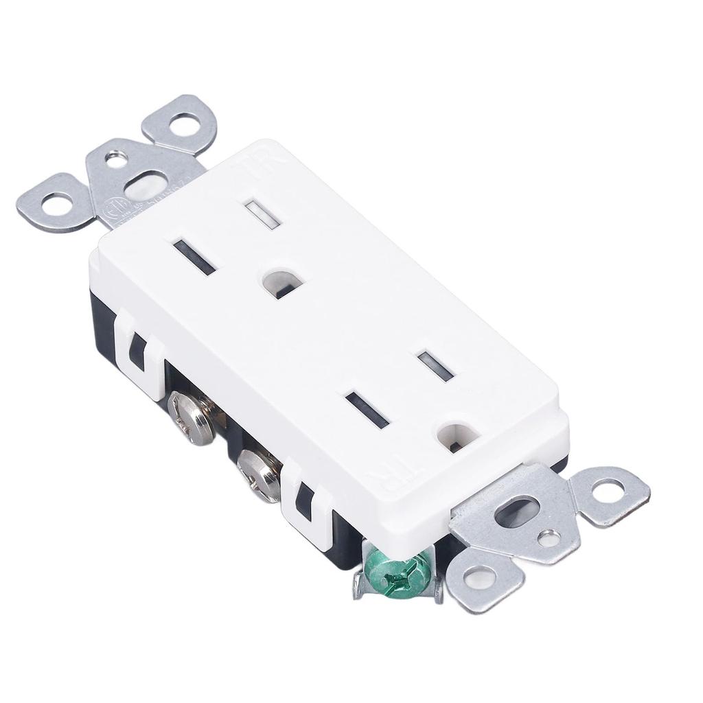 Toma de corriente de pared, resistente al viento, para exteriores, doble toma, resistente al viento y a la intemperie, 15 A, 125 V CA, ignífuga, para exteriores, para autocaravanas y caravanas