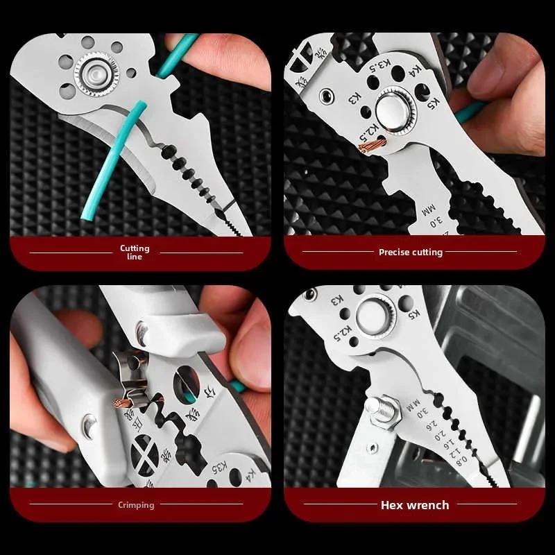 Professional Electrician Pliers, Multi-Function Wire Stripping and Crimping Tool for Electrical Wiring, Must-Have Electrician