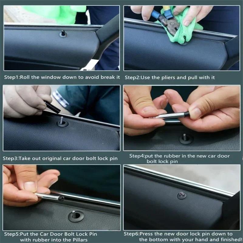 4PCS Car Door Pin Lock Knob Pull Pins Cover For Mitsubishi Ralliart ASX Galant Mirage L200 EVO Xpander Pajero