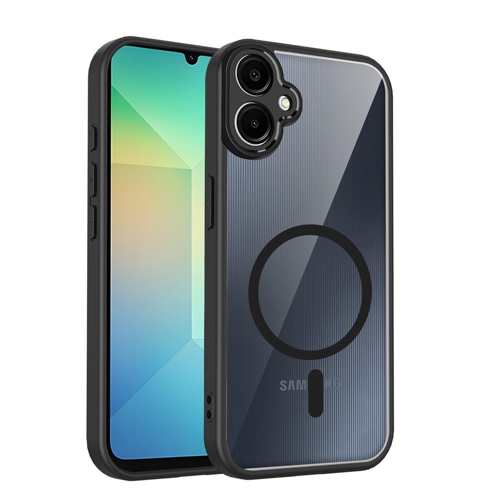 KEYSION Transparent Magnetic Phone Case for Samsung A07 5G A06 Silicone+PC HD Clear Shockproof Back Cover for Galaxy A06 A07 5G