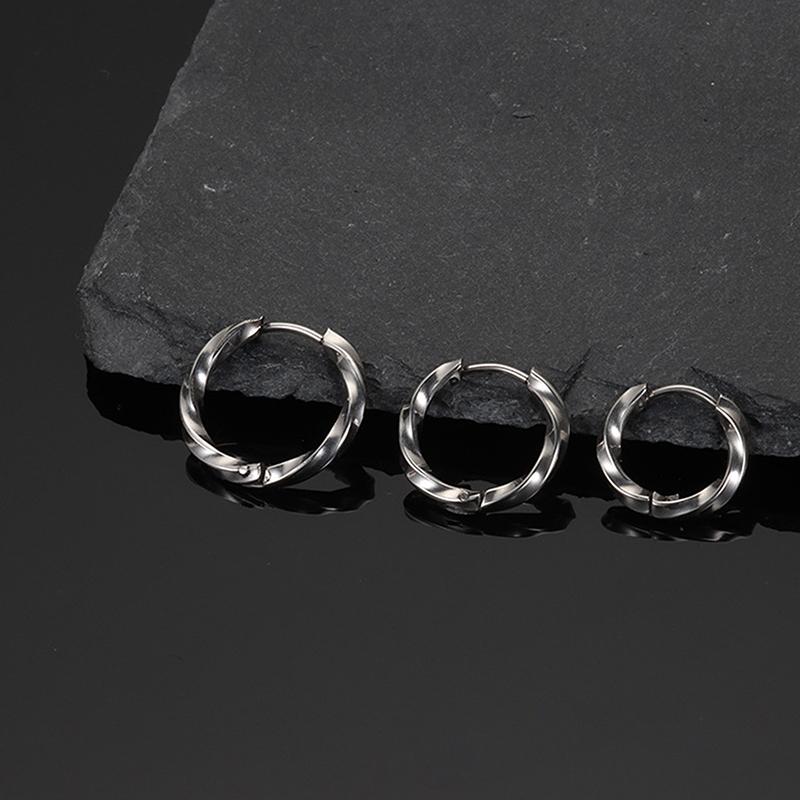 1 Coppia Nero Argento Oro Tonalità Acciaio Inossidabile Cerchio Orecchini Cerchio Rotondo Orecchino Uomo Donna Taglia Grande Iperbole Gioielli 10-14Mm