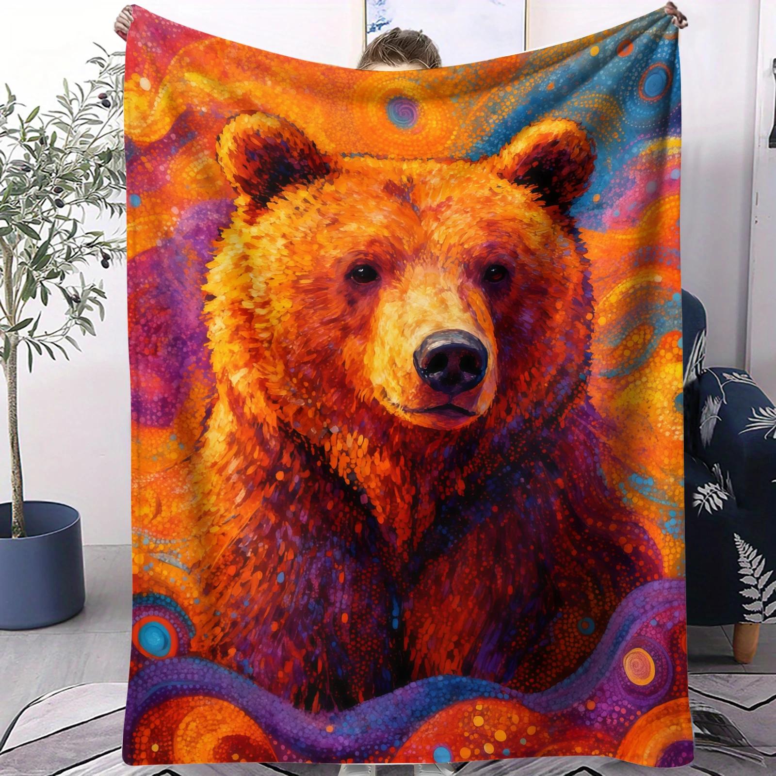 

Fierce Animals Tiger Bear Lion Wolf Print Soft Blanket for Kids Adults Perfect for Bed Sofa Office Camping Travel Gift Autumn W 40x50inch 101x127cm