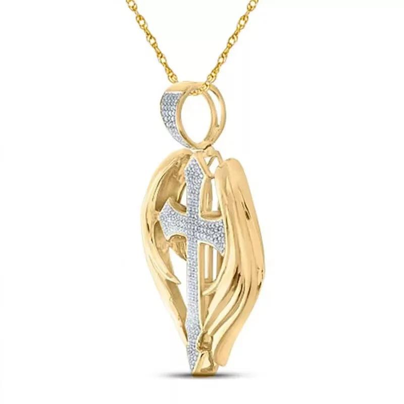 Fashion Angel Wings Pendant Necklace Ladies Cross Guardian Zircon Accessories Anniversary Party Banquet Gifts