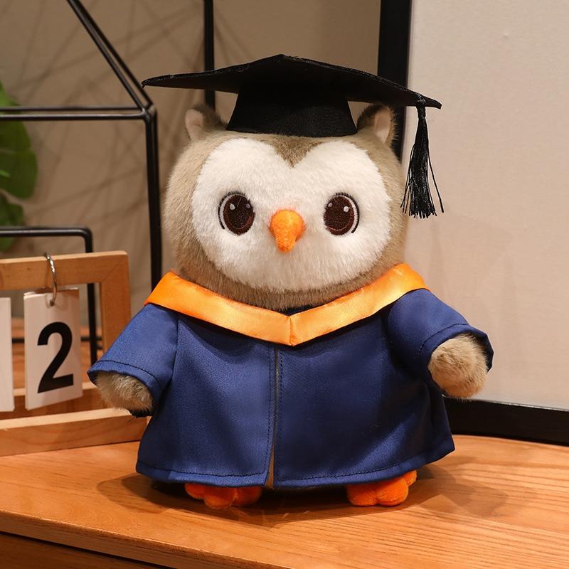 Kleid Abschluss Eule Puppe Plüschtier Stofftier V Lätzchen Cartoon Tier Verkleidet Arzt Bachelor Maskottchen Souvenir Klassenkamerad Plüschtier Geschenk 24cm
