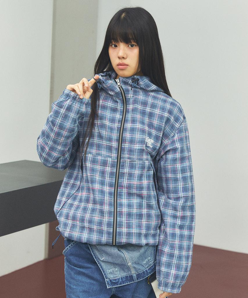 Cavish Kapuzen Karos Windbreaker Blau(Cv2Fsub962A)