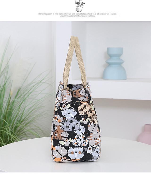 Cat Print Canvas Tote: Portable Lunch, Picnic & Work Bag