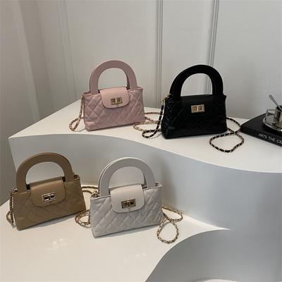 Módní korejská kabelka s vyšívanou diamantovou nití, nová jarní všestranná řetízková crossbody malá čtvercová taška