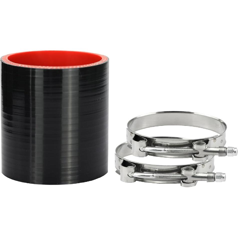 Ucreative Straight ID: 4.0  (102mm) Silicone Hose Coupler High Temperature 4-ply with T-Bolt Clamp 2.5  (63mm)