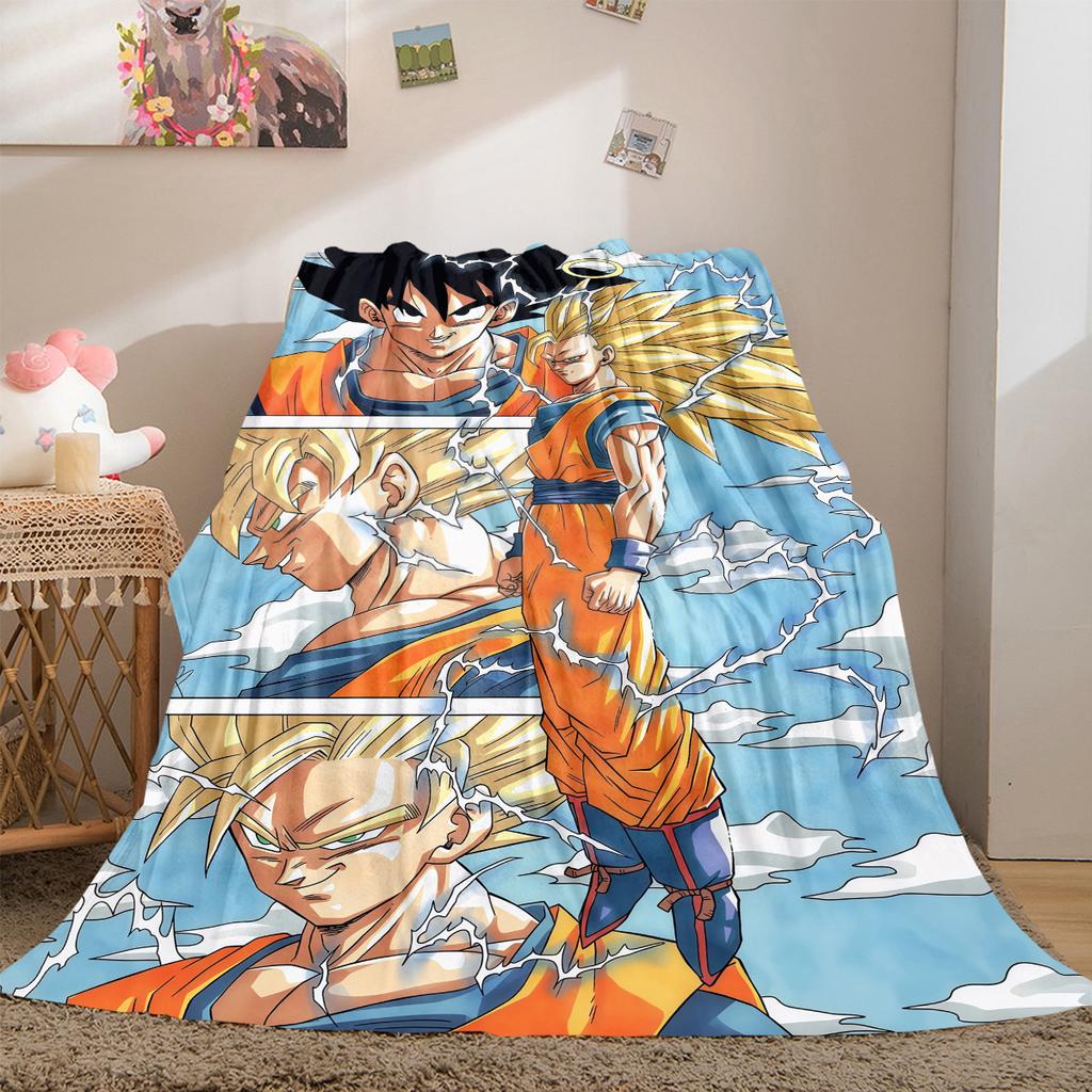 1 Stück Son Goku Druck Flanelldecke, Hohe Qualität für alle Jahreszeiten, Heimdekoration, Wärme und Komfort, Perfekt für Weihnachtsgeschenke