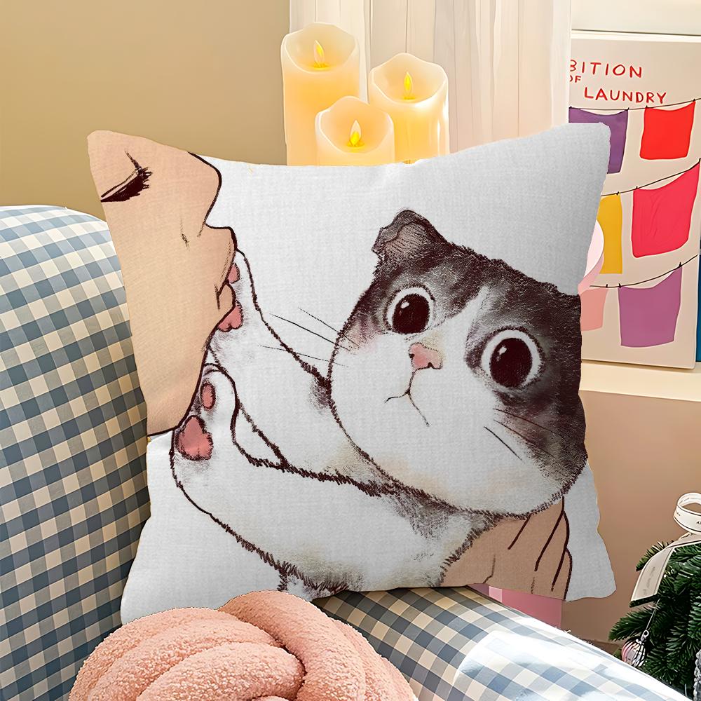 Cute Cat Pillow Cover Sofa Cushion Cover Home Room Decoration Children Gift