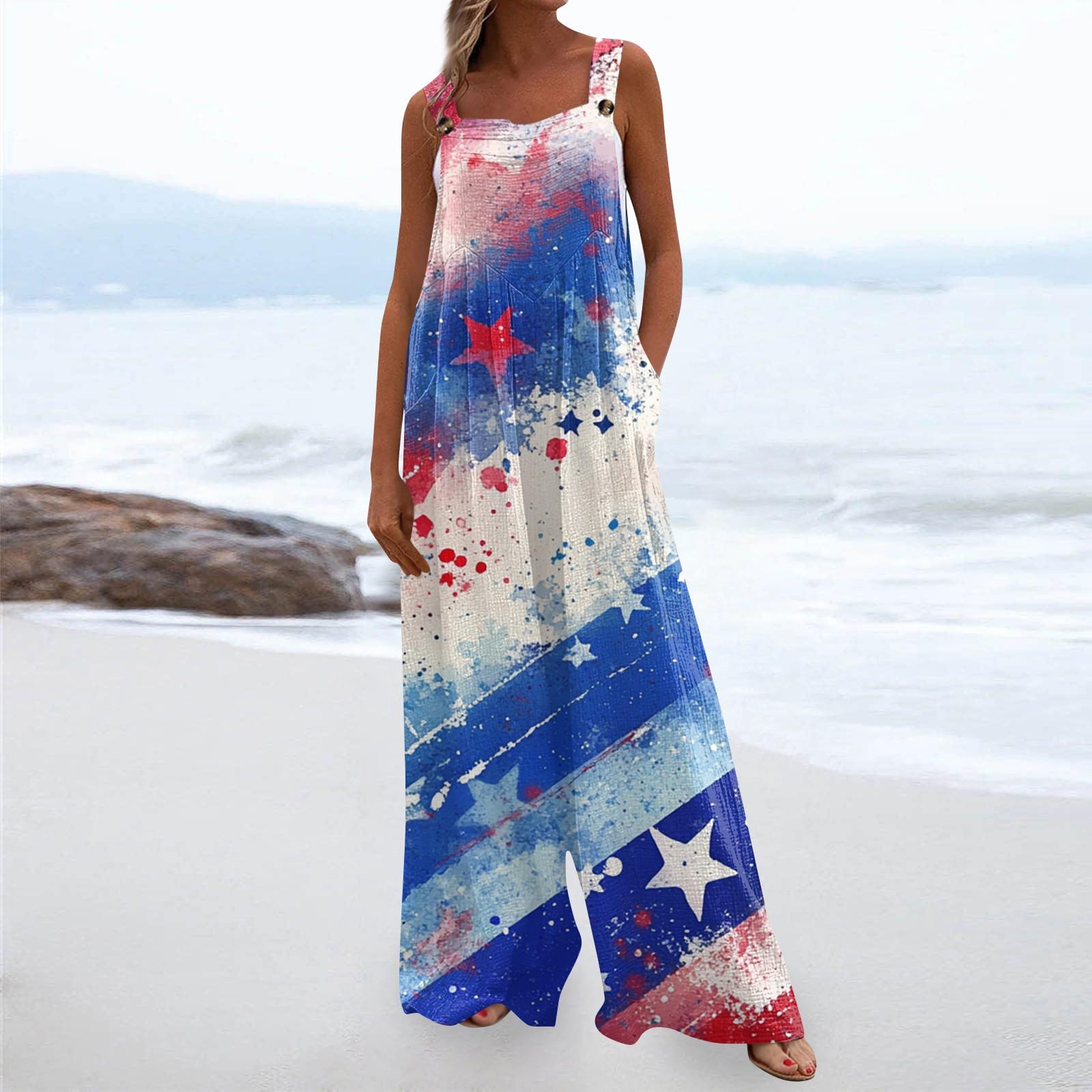 

Жіночий модний ромпер з принтом, повсякденний, вільний, вінтажний комбінезон з кишенями XXL