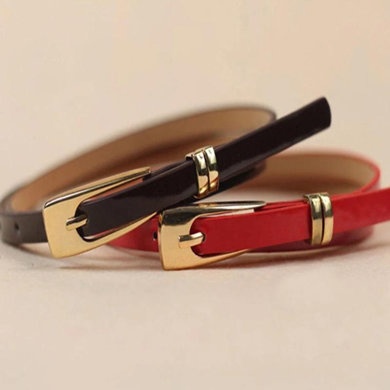 1Pc 12 Candy Colors Women'S Leather Belt Skinny Thin Dress Belt Waist Belt Waistband Dress Coat Waist Seal Jeans Belt