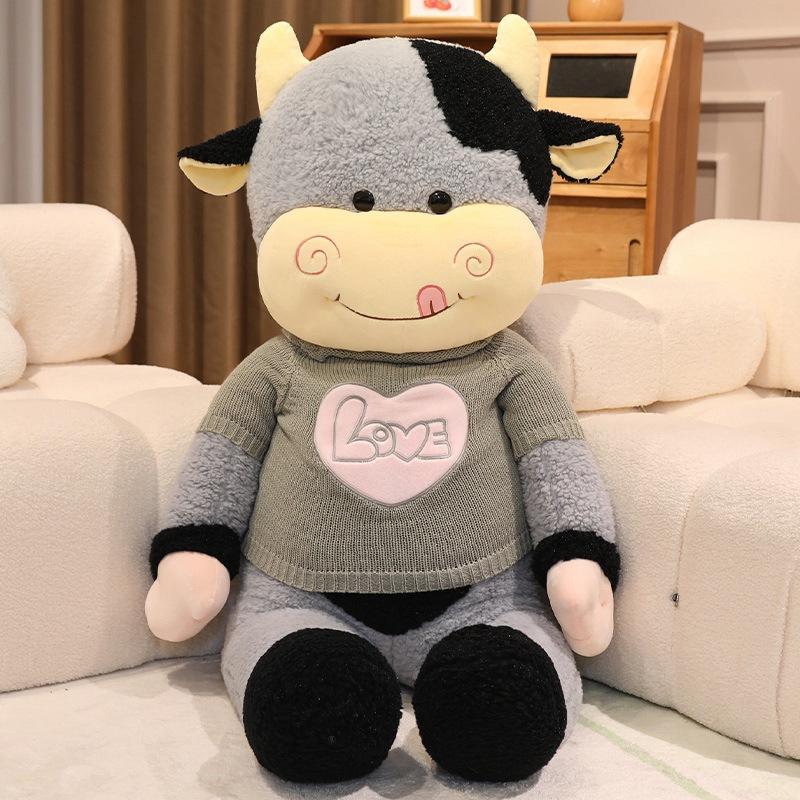 Large Sweater Cow Doll Plush Toy Cow Doll Girl Sleeping Soothing Doll Birthday Gift