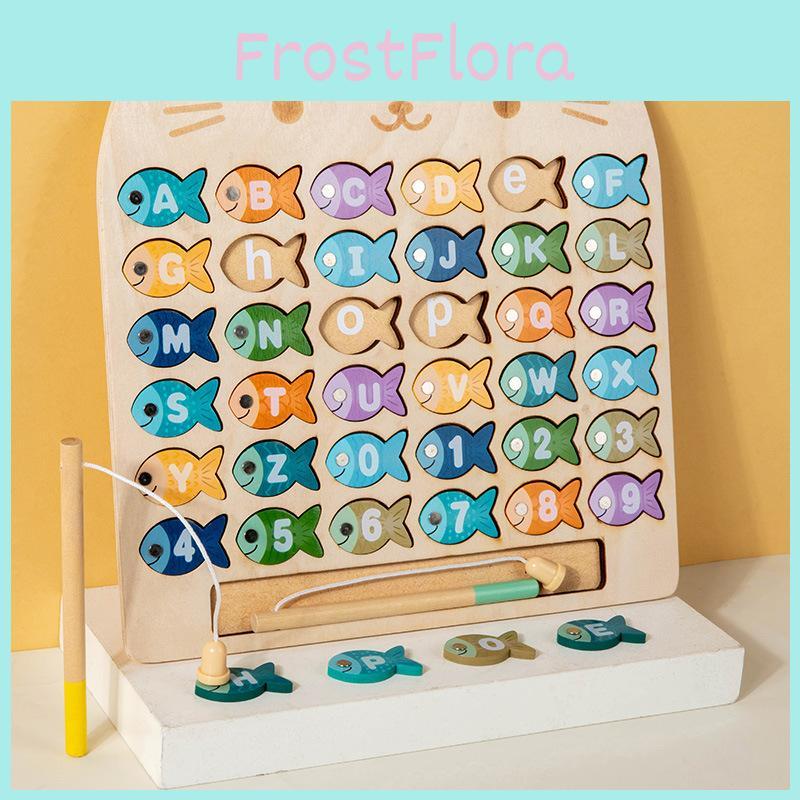 Holz Zahl Buchstabe Kognitives Zuordnen Magnetisches Angeln Brett Kinderspielzeug Für Frühes Lernen