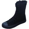 Side Zipper Inner Height-increasing Canvas Shoes Women's 2025 Spring and Autumn New Versatile All-black High-top Shoes Canvas Short Boots