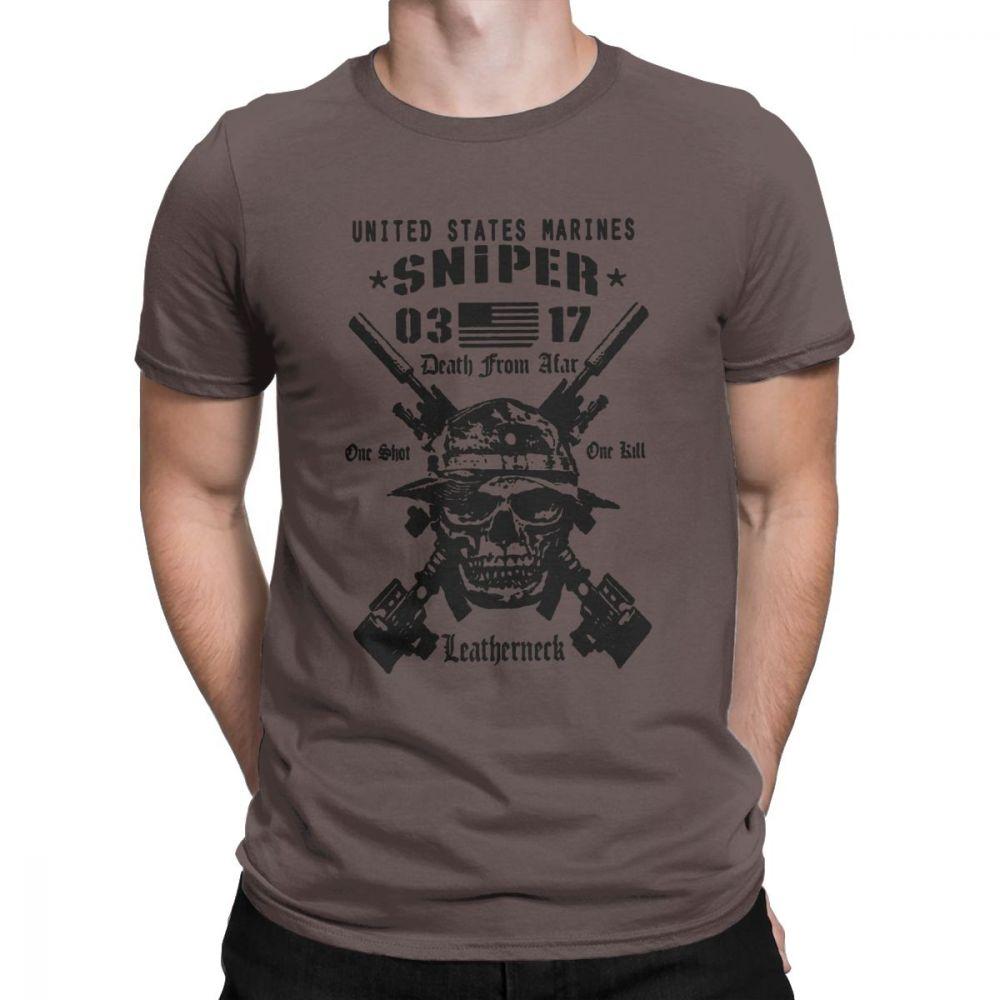 

Adult Tops Men T Shirt USMC Scout Sniper Tee Shirt US Marines MOS 0317 Combat Arms Unique Short Sleeve Crew Neck Cotton TShirts S