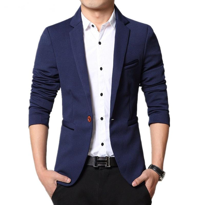Men Slim Fit Fashion Blazer Suit Jacket Black Blue Red Plus Size 5XL Male Blazers Mens Coat Wedding Dress