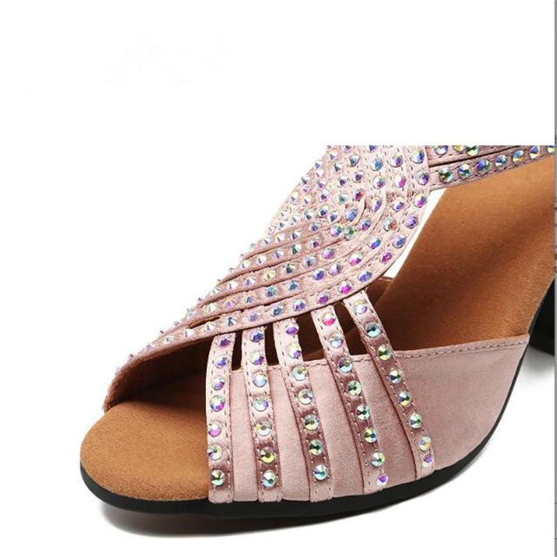 Hochwertige Damen Latin Tanzschuhe Damen Strass Glänzend Salsa Tango Party Tanzsaal Schuhe Damen Hohe Absätze 8cm