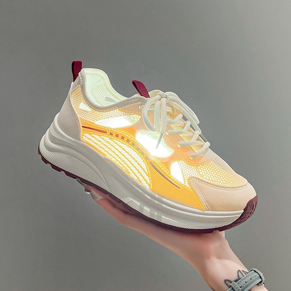 Women's Mesh Sports Shoes Summer New Style Dad Shoes Thin Hollow Breathable Lightweight Net Shoes Rubber Outsole Comfortable