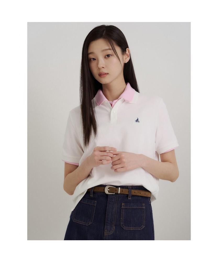 Binpolmen [Essential] Pique Collar Neck Short Sleeve T-Shirt White