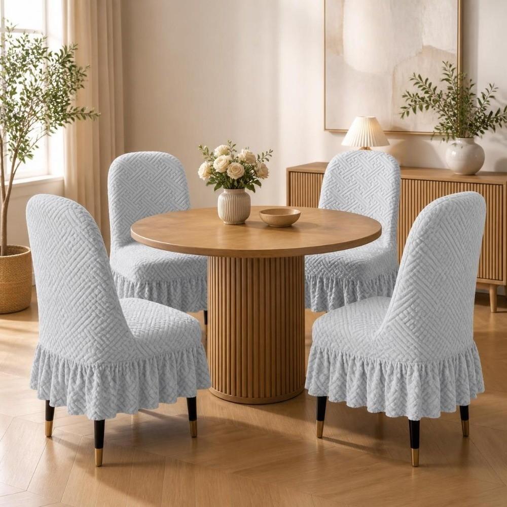 Jacquard Arc Chair Cover Elastic Chair Seat Cover New Dining Chair Cover Dining Room