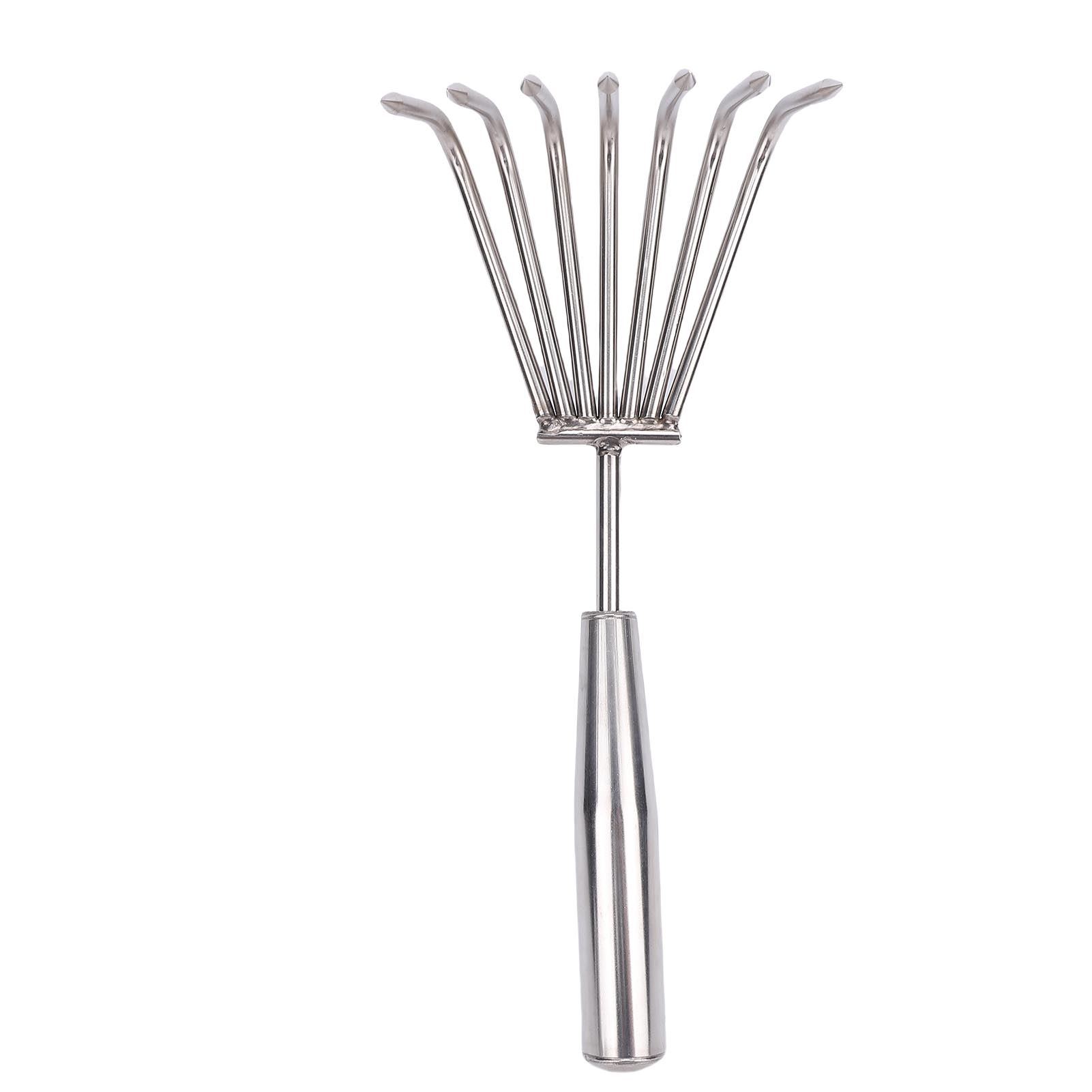

Stainless Steel Hand Rake Soil Tiller Small Beach Rake with Comfortable Handle 7 Sturdy Tines for Gardening Multi