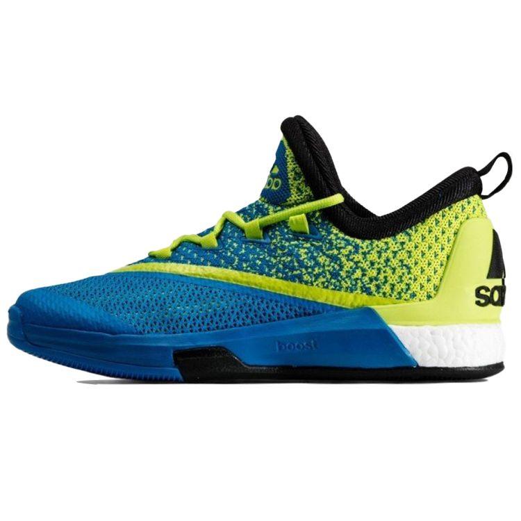 Adidas Crazylight Boost Comfortable Sports Lace-Up Durable Shock Absorption Non-Slip Low-Top Basketball Shoes Men Sneakers Blue Yellow AQ8237