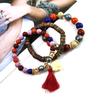 Bohemian Ethnic Beaded Bracelets with Elephant and Tassel 