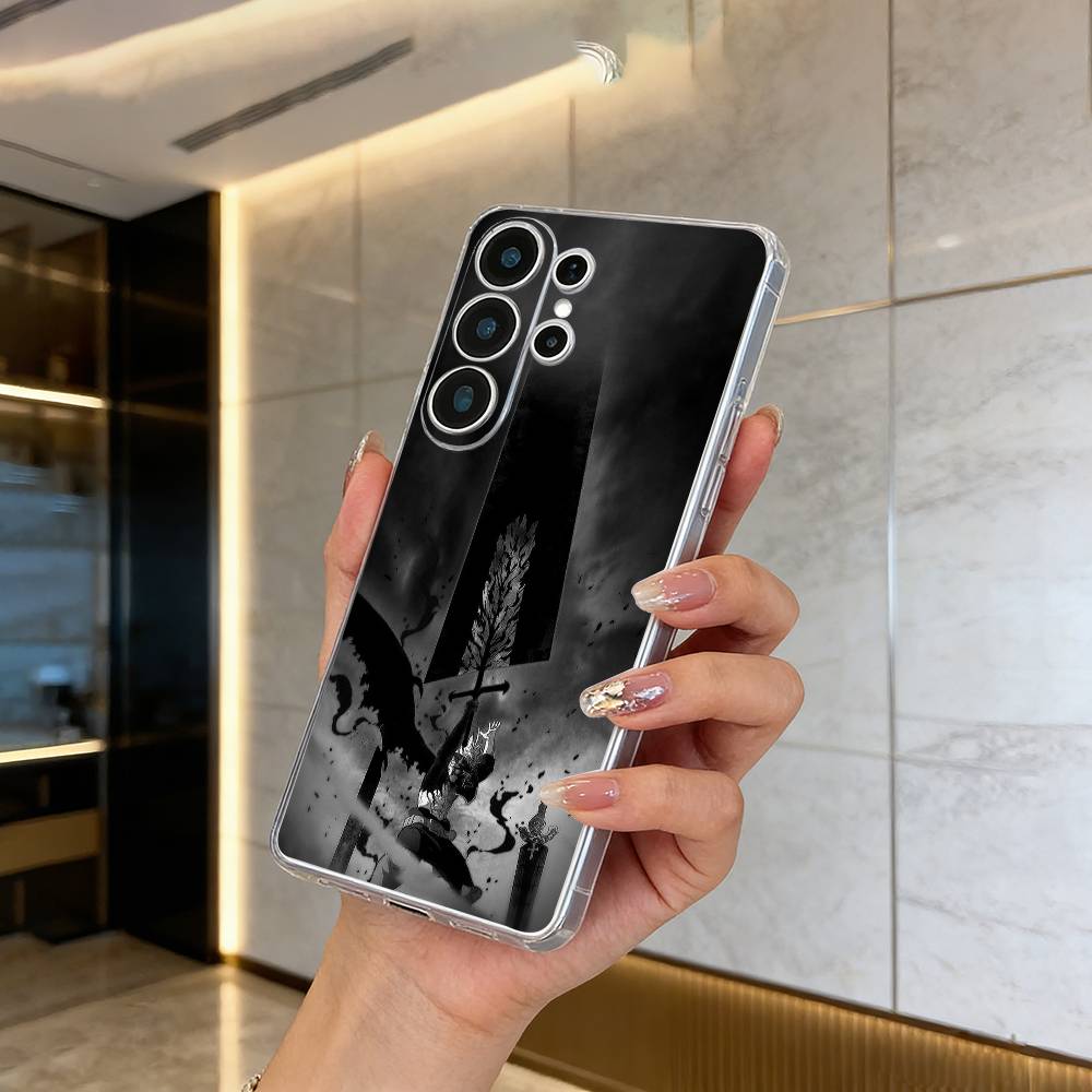 Black Clover Clear Soft Silicone Phone Case forSamsung S25, S24, S21, S22, S23, S30, Ultra, S20, Plus