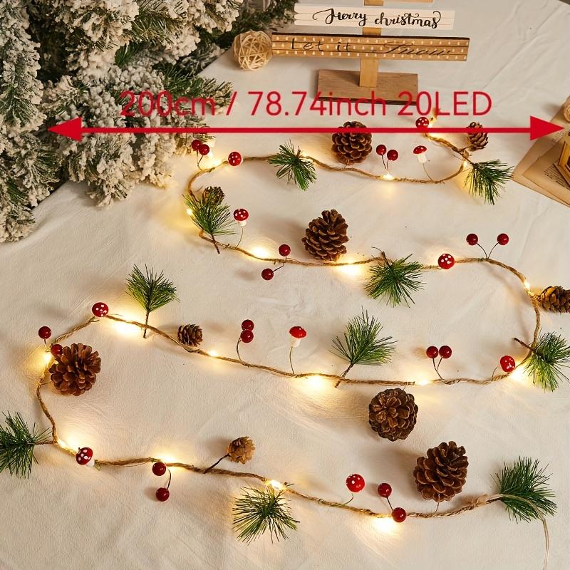 High Quality1pc, Christmas Decoration Light String, Green Leaf Pine Needle (Plastic Pine Cone) Mushroom Light Decoration, New Year Decoration, No