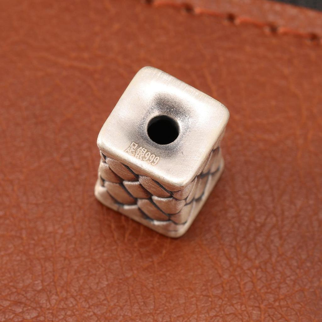 S999 Sterling Silver Woven Square and Barrel Spacer Beads - Retro Lu Lu Tong DIY Braiding Accessories