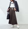 ROPE PICNIC Synthetic Leather Flared Long Brown M Skirt, (20),