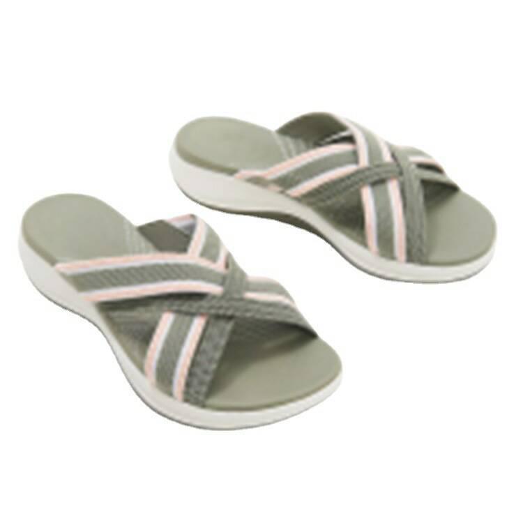 Women's Elastic Band Thick Sole Summer Sandals - Casual Cross Wedge Beach Slippers
