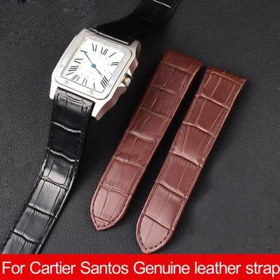 Echtleder-Uhrenarmband für Cartier Santos 100 Herren- und Damenarmband aus schwarzem braunem Leder, 20 mm, 23 mm