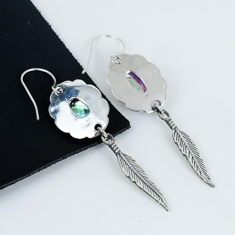 Amazing Mystic Topaz Gemstone Earrings, 925 Sterling Silver Earring, Handmade Boho Silver Jewelry Dangle Earrings, Gift For Mom